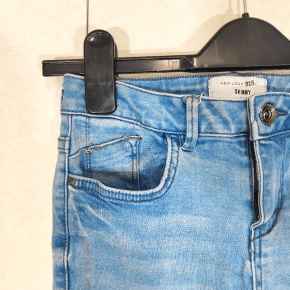 New Look 915 Girls Blue Skinny Distressed Jeans Age 13 Years - Picture 5 of 10